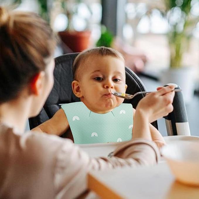 Newborn baby food scraps with pocket for Baby Food Feeding BPA Free, Baby Apron Adjustable Straps With Food Pocket, Mess Free, Waterproof, Washable Reusable Ideal for Babies