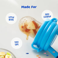 Baby Fruit Feeder Pacifier with Cover, BPA Free Silicone Food Nibbler Teether for Babies, Fresh Fruit Feeder Cum Food Feeder with Ergonomic Handle for Infants Toddlers (Multicolor)