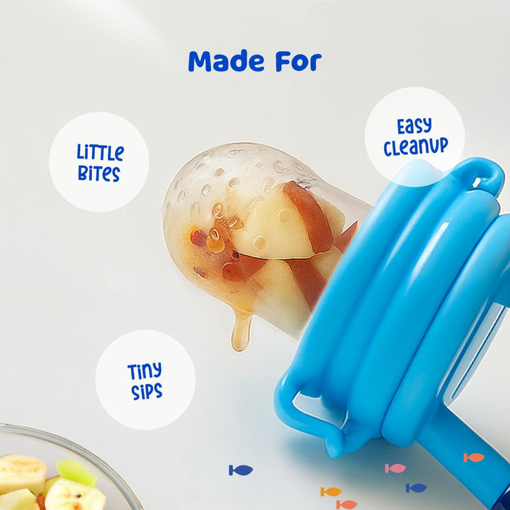 Baby Fruit Feeder Pacifier with Cover, BPA Free Silicone Food Nibbler Teether for Babies, Fresh Fruit Feeder Cum Food Feeder with Ergonomic Handle for Infants Toddlers (Multicolor)