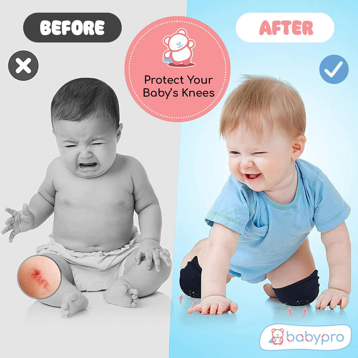 Baby Knee Pads Set of 2 Pairs for Toddlers, Baby Elbow & Knee Protector, Anti-Slip Silicone Dots, Knee Support for Crawling & Walking, Soft, Stretchable, Breathable mesh (Multi-Colour)