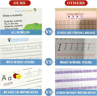 SHNMN Sank Magic Practice Copybook, (4 BOOK +1 PEN + 10 REFILL) Number Tracing Book for Preschoolers with Pen, Magic calligraphy books for kids Reusable Writing Tool
