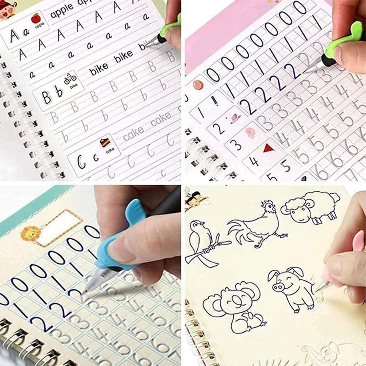 Magic Book for Kids, Sink Magic Practice CopyBook, (4 Books+10 Refills+1 Pen+1 Grip) ( Pack Of 2 )