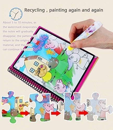 Toy Imagine 4-Pack Water Magic Coloring Books with Refillable Pens | Reusable No Mess Magic Reveal Activity Book for Kids | Educational Drawing Toy, Fine Motor Skills, Quick Dry Travel Friendly