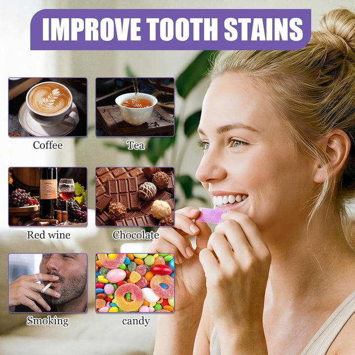 Purple Teeth Whitening Strips | Teeth Treatments 14 Strips | Whitens Teeth in 1 Use | Peroxide & Sensitivity-Free, Enamel-Safe Oral Care | PAP & Hydroxyapatite For Stain Removal | (Purple Teeth Whitening-14 Strips) (7)