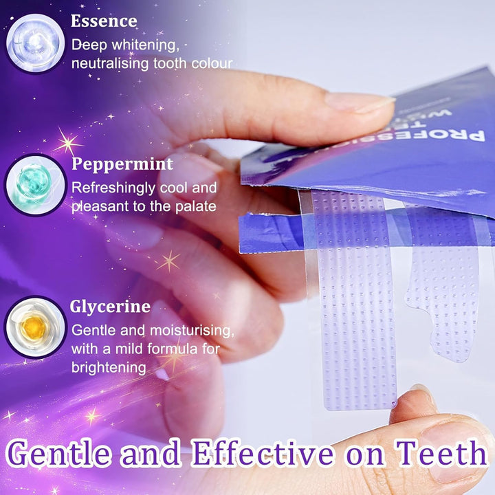Purple Teeth Whitening Strips | Teeth Treatments 14 Strips | Whitens Teeth in 1 Use | Peroxide & Sensitivity-Free, Enamel-Safe Oral Care | PAP & Hydroxyapatite For Stain Removal | (Purple Teeth Whitening-14 Strips) (7)