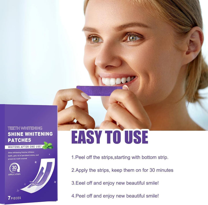 Purple Teeth Whitening Strips | Teeth Treatments 14 Strips | Whitens Teeth in 1 Use | Peroxide & Sensitivity-Free, Enamel-Safe Oral Care | PAP & Hydroxyapatite For Stain Removal | (Purple Teeth Whitening-14 Strips) (7)