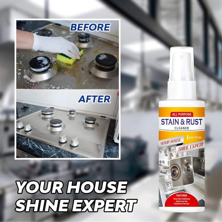 Stain and Rust Removal Spray Cleaning Solution, Stain and Rust Cleaning for Iron, Steel, and Metal Surfaces, Multi-Surface Protection for Kitchen, Bathroom