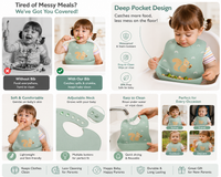 Newborn baby food scraps with pocket for Baby Food Feeding BPA Free, Baby Apron Adjustable Straps With Food Pocket, Mess Free, Waterproof, Washable Reusable Ideal for Babies